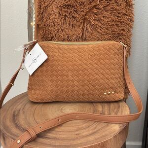 Pretty Simple Suede Harper Hobo Shoulder Bag/Camel